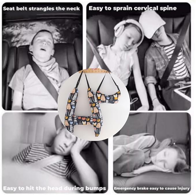 H-Shaped Car Travel Pillow Headrest Set for Kids & Adult-Adjustable Car Seat Pillow, Soft Ergonomic Neck Head Support Sleeping Cushion for Long Distance Travel