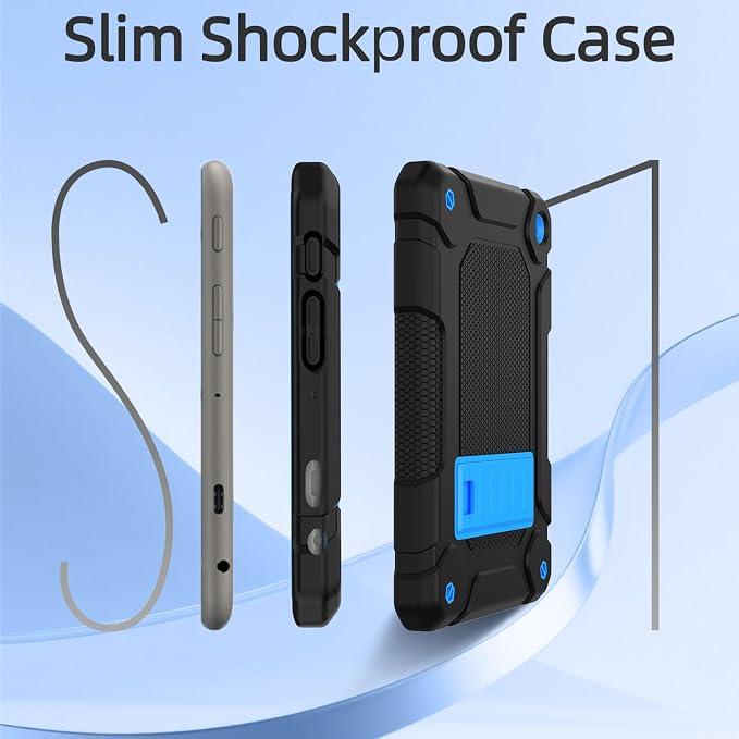 MENZO All-New Case for 8 Tablet Slim Shockproof Rugged High Impact Protective Case with Kickstand Black