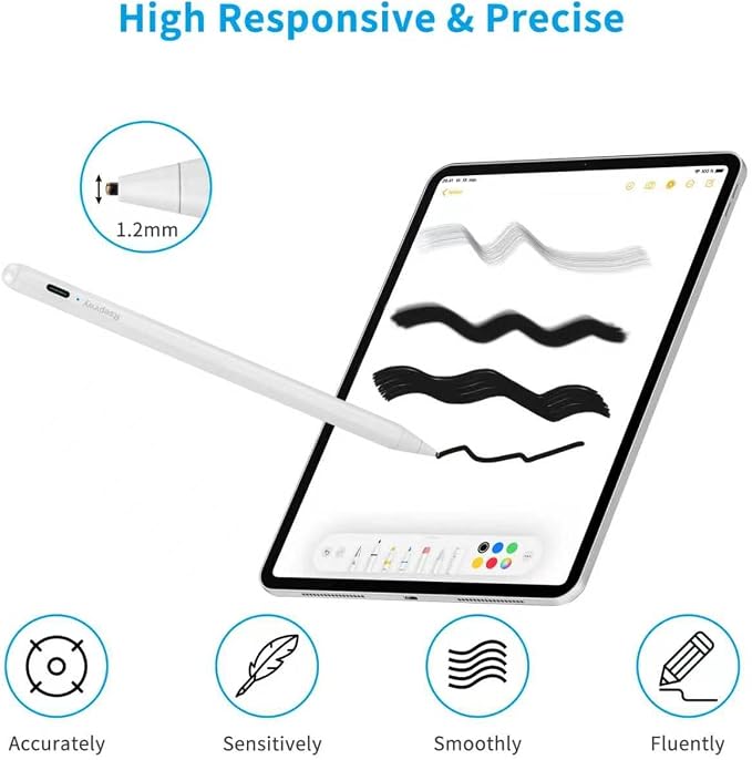 Stylus for iPhone X/11/12/13/14/15/16 Pro MaxPen 1.5mm Fine Point Pencil Universal Compatible for iPhone/Device Pro/Samsung/Surface and More Touch Screens Active Stylus Pen Black