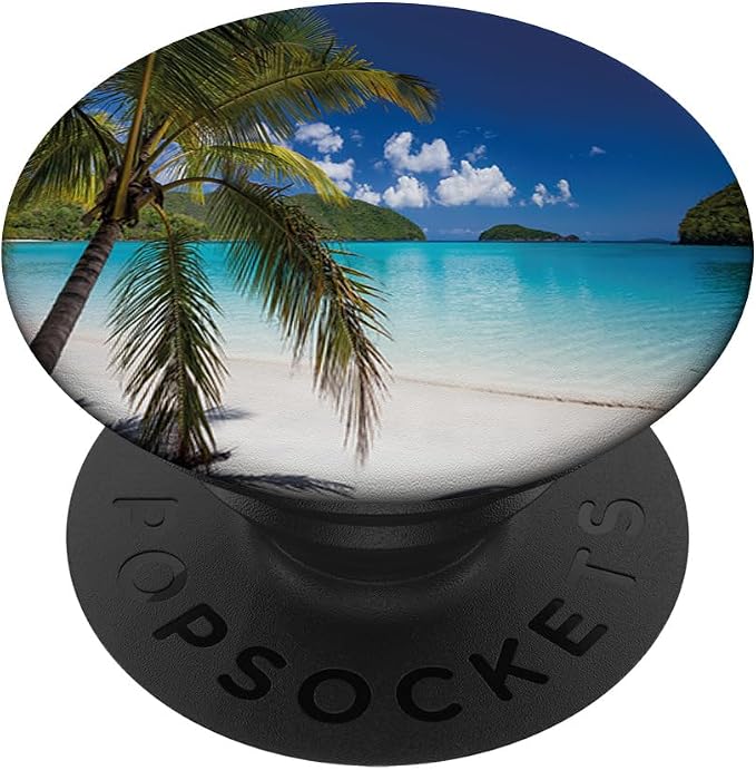 Tropical Beach Palm Tree Ocean Getaway Vacation PopSockets Adhesive PopGrip