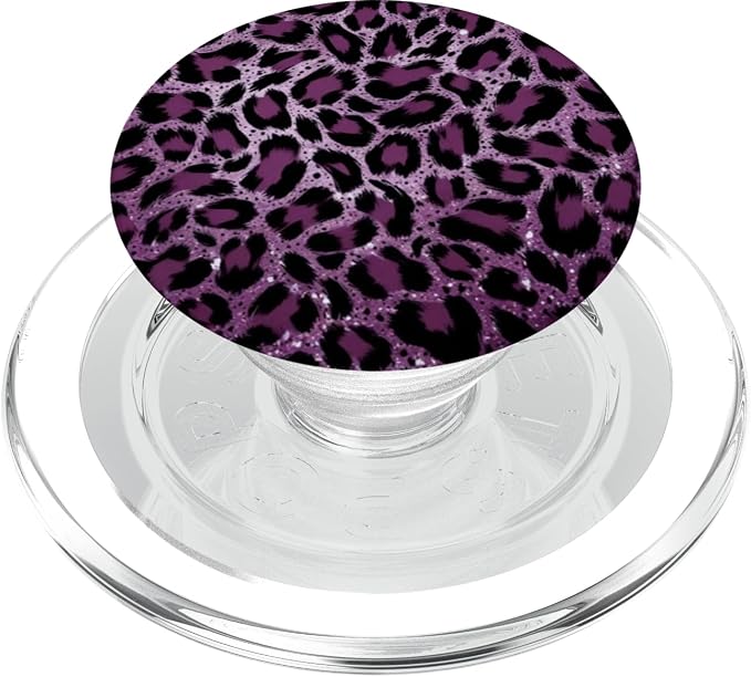 Purple Leopard Illustration Animal Print PopSockets PopGrip for MagSafe