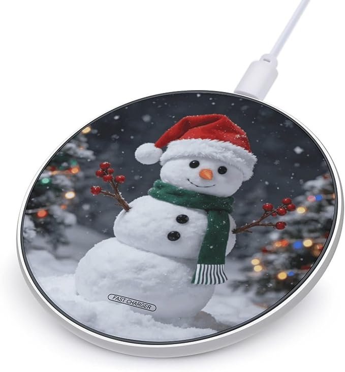 Red Santa Snowman Wireless Charger Fast Charging Pad | Anti-Slip Qi Certified Wireless Charging Pad for All Phones with Wireless Charging Function for Home Office Travel