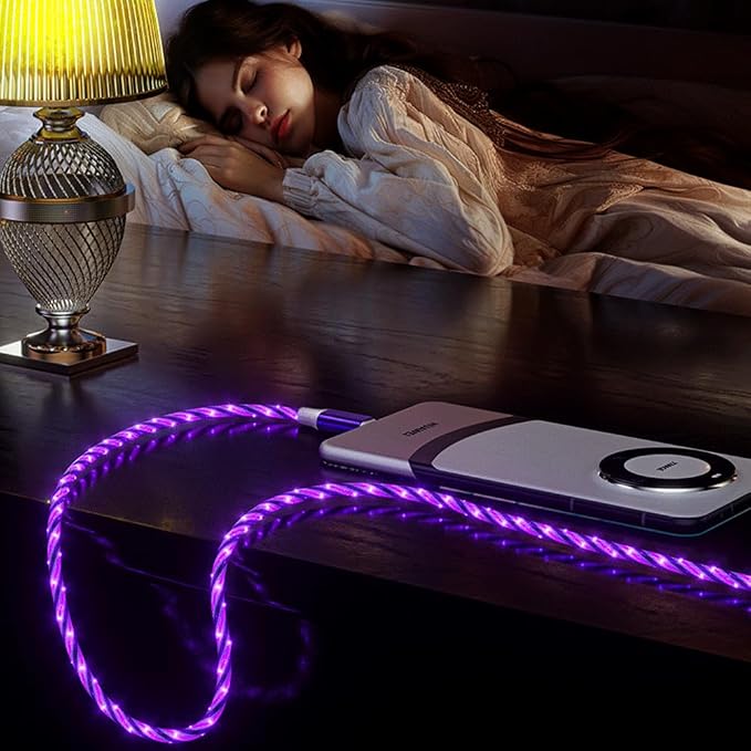 IHAO Multi Ports Charger Cable 3 Combinations in One Cable USB A to USB C/Micro USB PD Fast Charging Cord Lighted Up LED Flowing Compatible with Almost All Kinds of Electric Device-39Inches Blue