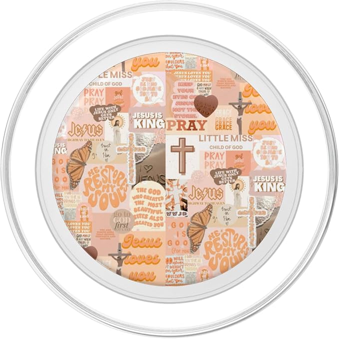 Orange Aesthetic Christian Bible Verse Jesus Cross Collage PopSockets Adhesive PopGrip