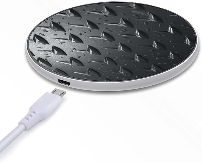 Abstract Diamond Plate Wireless Charger with USB Cable Qi-Certified 10W Fast Wireless Charging Pad Portable Charging Station Anti-Slip Slim Charger Mat for All Qi-Enabled Phones