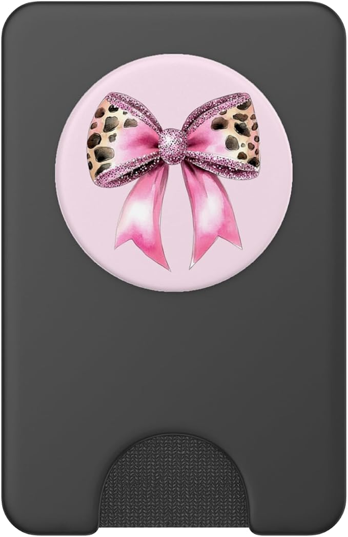 Bow Coquette Cute Pink Bows Aesthetic Hot Pink Leopard Print PopSockets PopGrip for MagSafe
