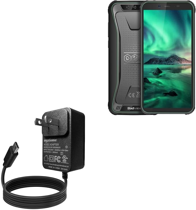 BoxWave Charger Compatible with Blackview BV5500 Plus - Wall Charger Direct (15W) Rapid Charge Your Device with Built-in 3ft Cable