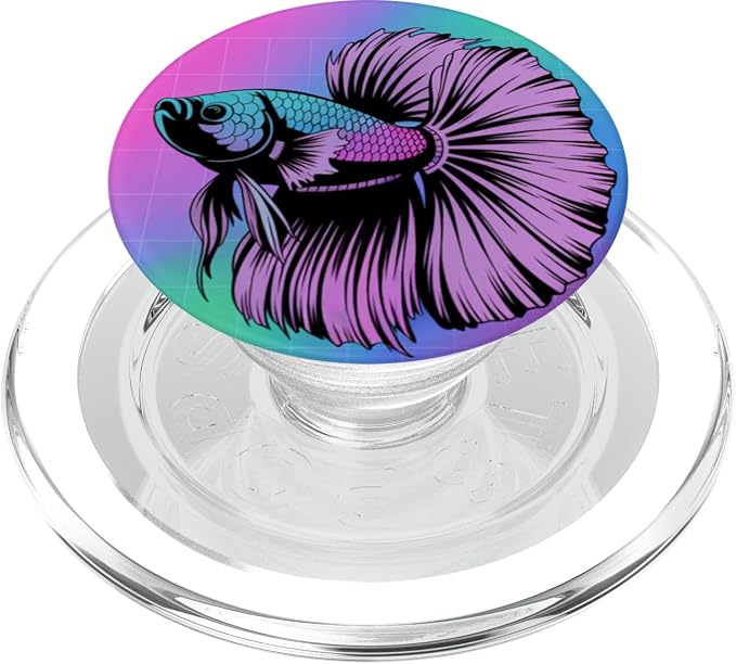 Cyberpunk Aquarium Halfmoon Betta Fish Vaporwave Aesthetic PopSockets PopGrip for MagSafe