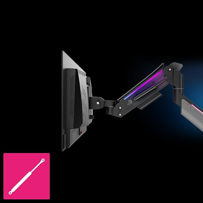 MSI MPG MT201R V2 - Premium RGB Single Monitor Stand Arm, Supports 17-49" Screens and 44 lbs, VESA Compatible, Adjustable Heavy Duty Gas Spring Mount, Clamp & Grommet, Quick Release Plate - Gray