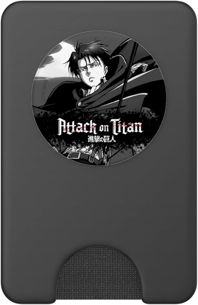 Attack on Titan Black and White Levi Splatter Logo Anime PopSockets PopWallet for MagSafe