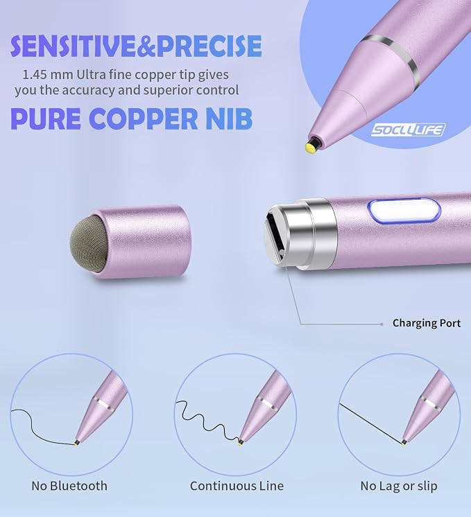 Active Stylus Pen for Touch ScreensDual Pen Tips for iOS &amp Android Drawing &amp WritingHigh Precise Digital Pencil for Apple iPhone 16/15/14/13/12/11/X/8iPad Air/Pro/MiniPhone/Tablet/Sam-sung