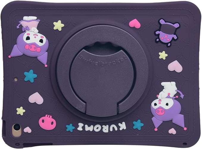 Cartoon Case for iPad mini 1/2/3/4/5 7.9，MONEHOYSY Cute Soft Silicone Kickstand [Drop ProofShock ProofAnti Slip] Back Stand Cover Case for Kids Children Teens Girls Boys (Kitty-1)