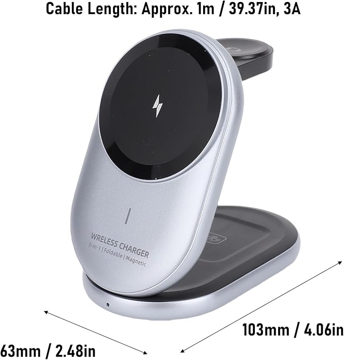 Generic Fast Desk Charger Multi Angle Stability Wireless Charging Station for Phone Watch Earphone for Rapid Charging with Foldable Design