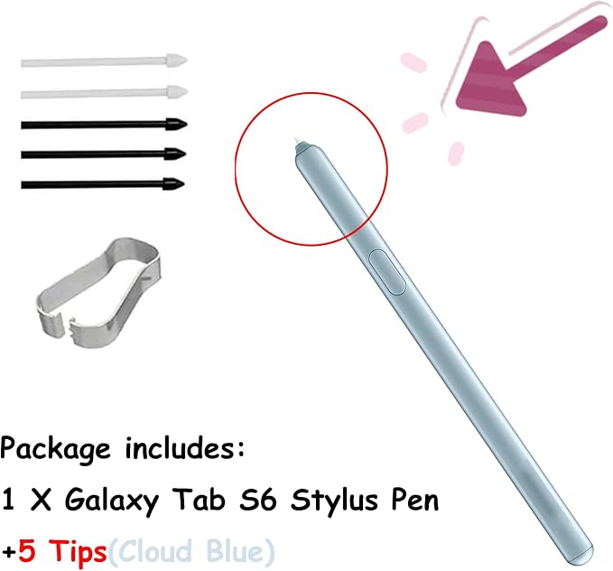 Galaxy Tab S6 Stylus Pen Replacement for Samsung Galaxy Tab S6Tab S6 Pen Replacement for Galaxy S6 Stylus Touch S Pen with Nibs +Card Needle(Cloud Blue)