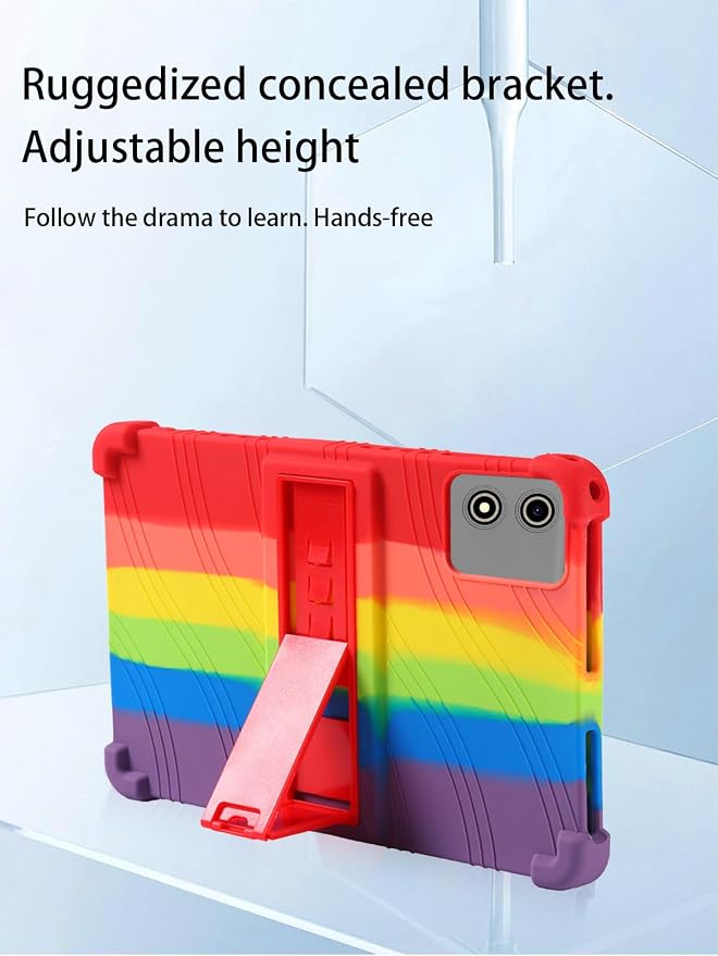 for YLEEBG P30 Android 15 Gaming Tablet10.1 2.5K Ultra Clear Display Tablet Model CaseUYRUREL Soft Silicone Adjustable Stand Cover Lightweight Kids FriendlyBlack.