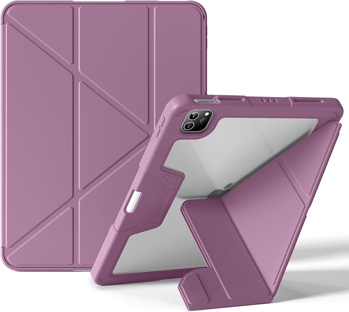 Case for iPad Pro 11 inch (4th/3rd/2nd Generation) 2022/2021/2020 | Y-Stand Shockproof Protective Cover with Pencil Holder Multi-Angle Stand Clear Hard Back (Black)
