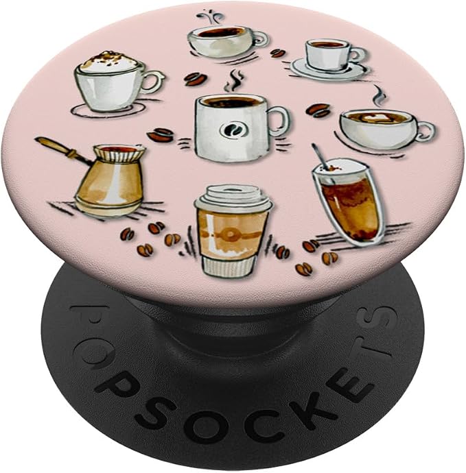 Cute Coffee Latte Art Gift for Mom Cafe Pink PopSockets Adhesive PopGrip
