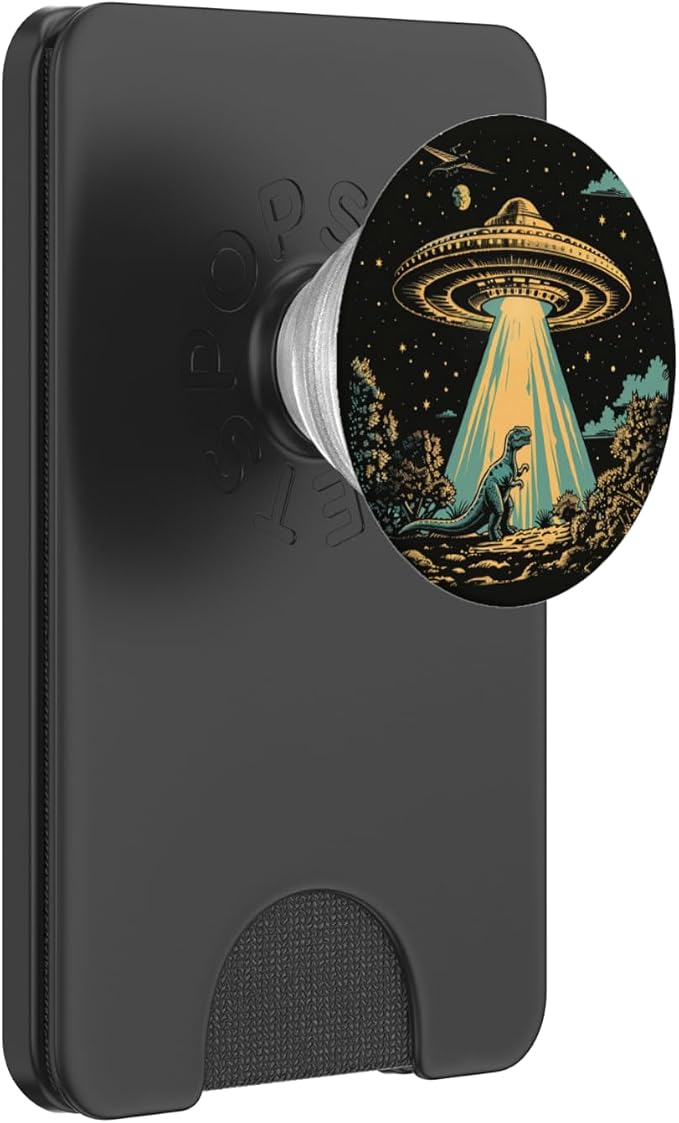 Alien Lover Flying Saucer UFO Abduction Dinosaur PopSockets Adhesive PopGrip