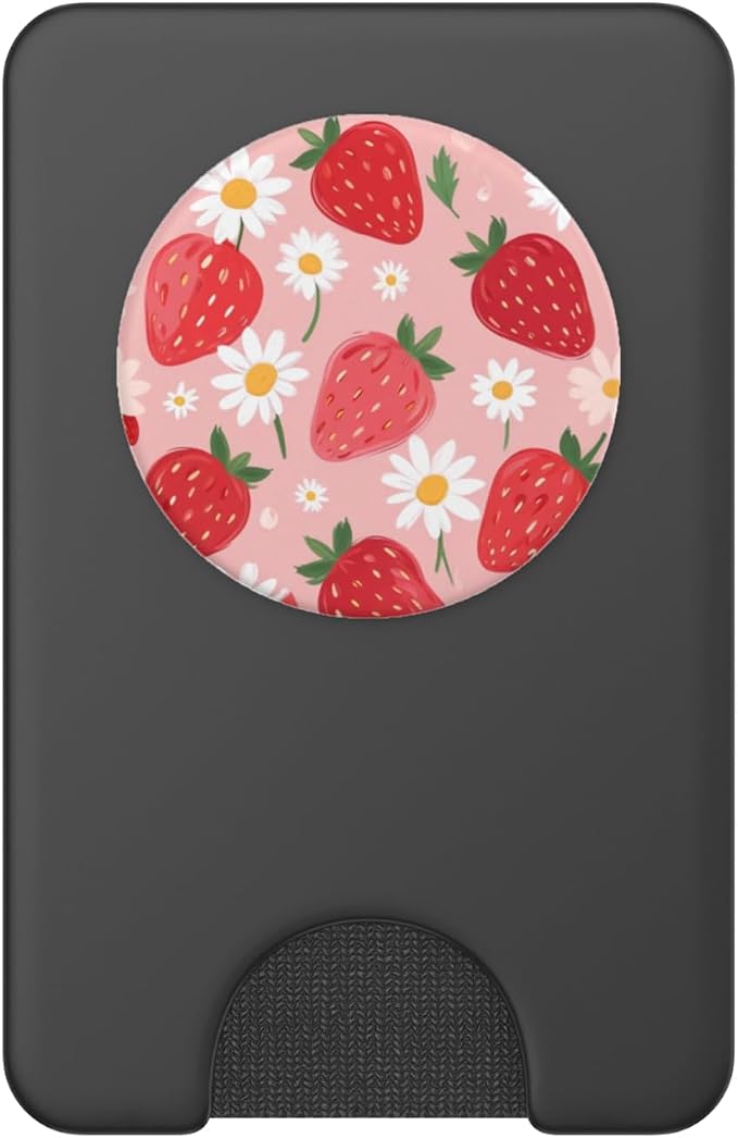 Pink Strawberry Daisy Pattern PopSockets PopGrip for MagSafe