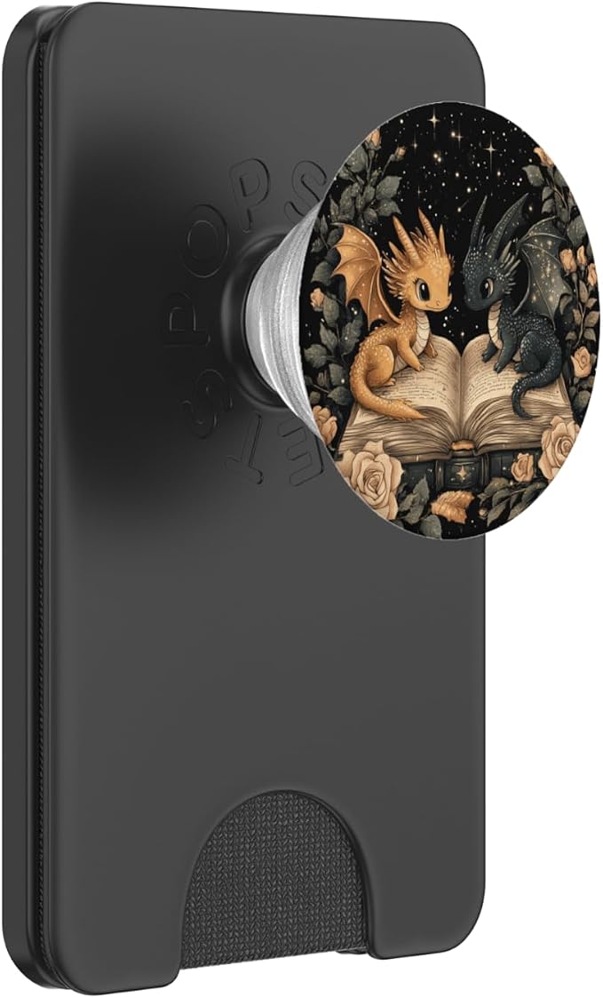 Book Dragon Head Mythical Creature Flame Wyvern Fantasy PopSockets Adhesive PopGrip