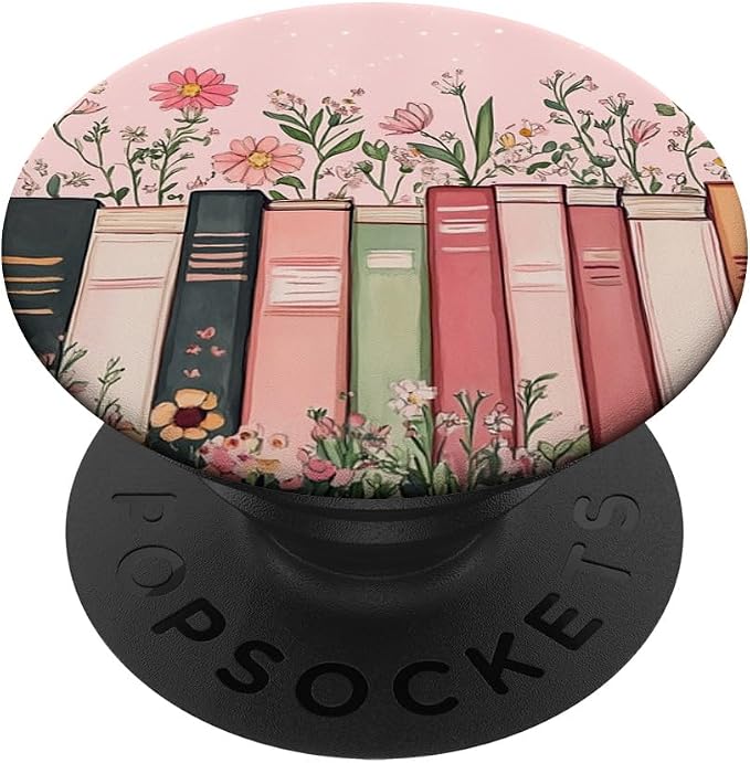Pink Book Theme Floral Girly Book Lover Flowers PopSockets PopWallet for MagSafe