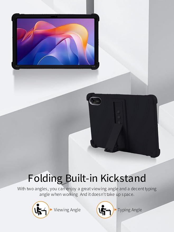 for Xiaomi Redmi Pad 2 Tablet 11 inch Tablet CaseBOVUGAC Soft Silicone Adjustable Stand Shockproof Kids Friendly for Redmi Pad 2 11 Tablet(Black)