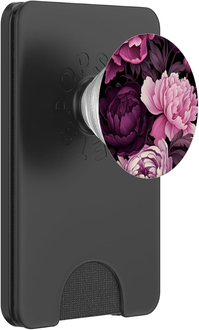 Magenta and Blush Pink Peony Flower Pattern Dark Floral PopSockets Adhesive PopGrip