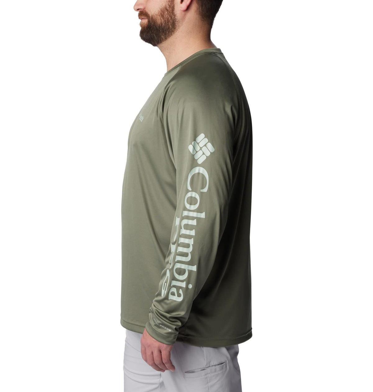 Columbia Men's Terminal Tackle Long Sleeve Fishing Shirt, Cypress/Cool Green Logo, Small