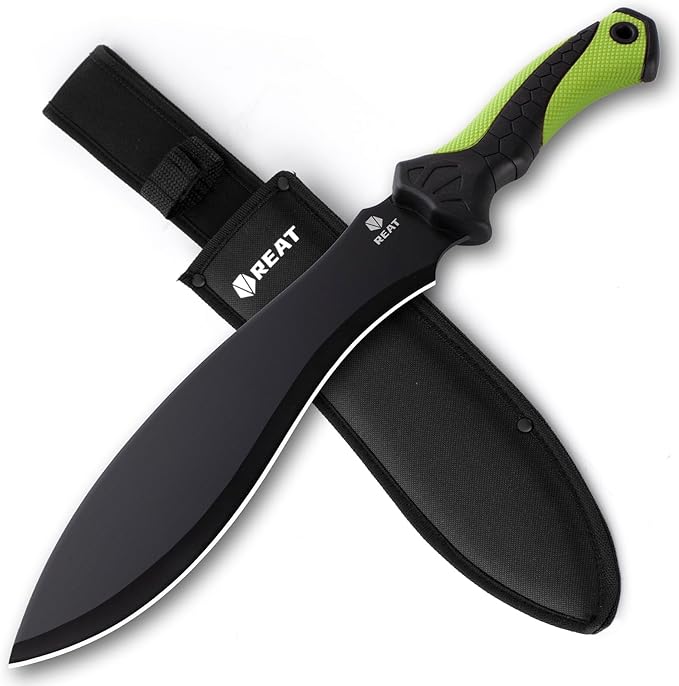 REAT Gardenging Machete, 17" Heavy Duty Machete with Sheath, Ergonomic No-Slip Handle, Machetes for Cutting Trees,Yard Work,Bushcraft