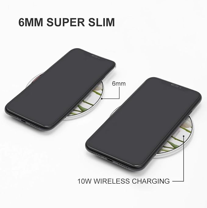 Pink White Flower Wireless Charger with Aluminum Alloy Frame Qi Certified Fast Wireless Charging Pad 10W Charging Station Portable Phone Charger for All Wireless Charging Phone