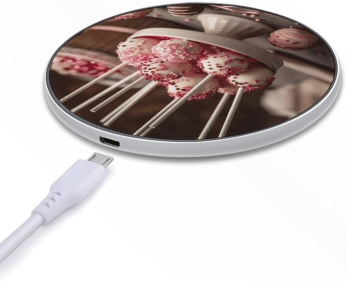 Stack of Cake Pops Wireless Charger with Aluminum Alloy Frame Qi Certified Fast Wireless Charging Pad 10W Charging Station Portable Phone Charger for All Wireless Charging Phone