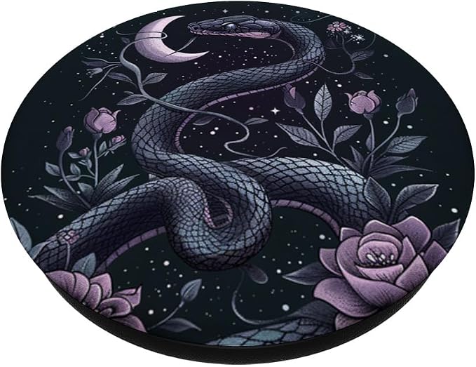 Vintage Snake Purple Flower Witchy Moon Phases PopSockets PopWallet for MagSafe
