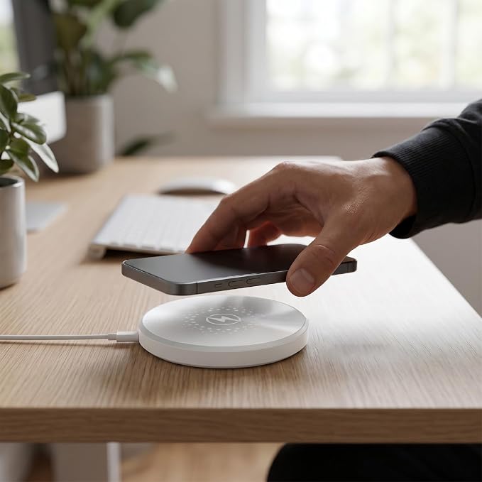 Magnetic Wireless Charging Pad 15W Fast Charging with Overcurrent Overheat Protection and Built in Magnet for iOS 16 17 Phone Wireless Device (Black)