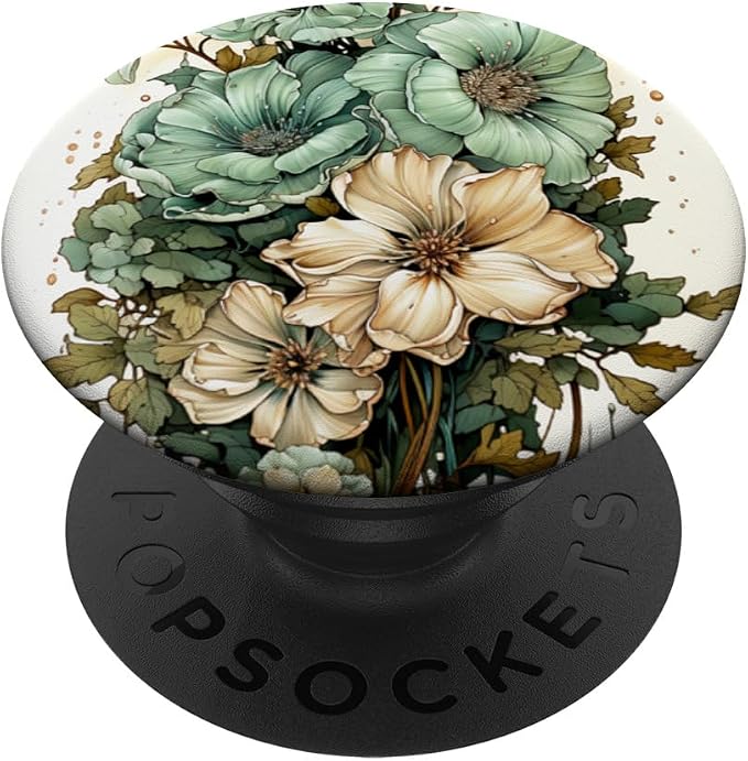 Sage Green Wildflower Floral Moon Flower Botanical PopSockets PopGrip for MagSafe