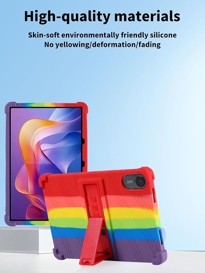 Case for Xiaomi Redmi Pad 2 Tablet 11inchNOUKAJU Tablet Protection CaseAdjustable BracketSoft SiliconeSilicone Protection Cover for Redmi Pad 2(Black)