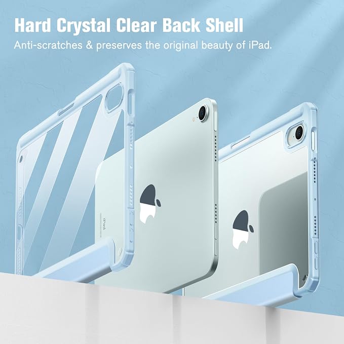 Fintie Clear Case for iPad mini 7th Generation (A17 Pro) / mini 6 8.3 | Slim Hybrid Shockproof Hard PC Back Cover Pencil Holder Viewing &amp Typing Angles Auto Sleep/Wake Black