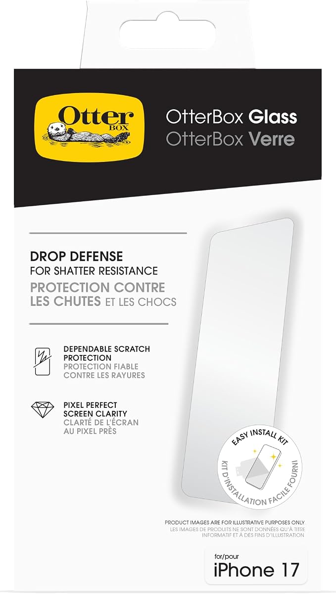 OtterBox iPhone 17 Glass Screen Protector - Shatter Resistant Scratch &amp Smudge - Proof Glass Screen Protector for iPhone