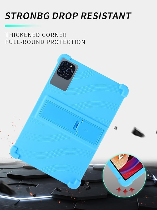 Case for KINGRID T90 11 inch Android 16 TabletWUNIAK Shock Proof Lightweight Stand Rubber Shell Protective CoverKids Friendly Soft Silicone Adjustable Stand CoverBlack