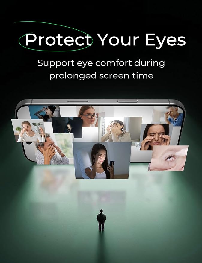 MAGIC JOHN 2 Pack for iPhone 15 Pro Screen Protector Eye Protection | HD Clear Auto Dust-Elimination 9H Tempered Glass &amp Scratch Resistance Full Edge Coverage