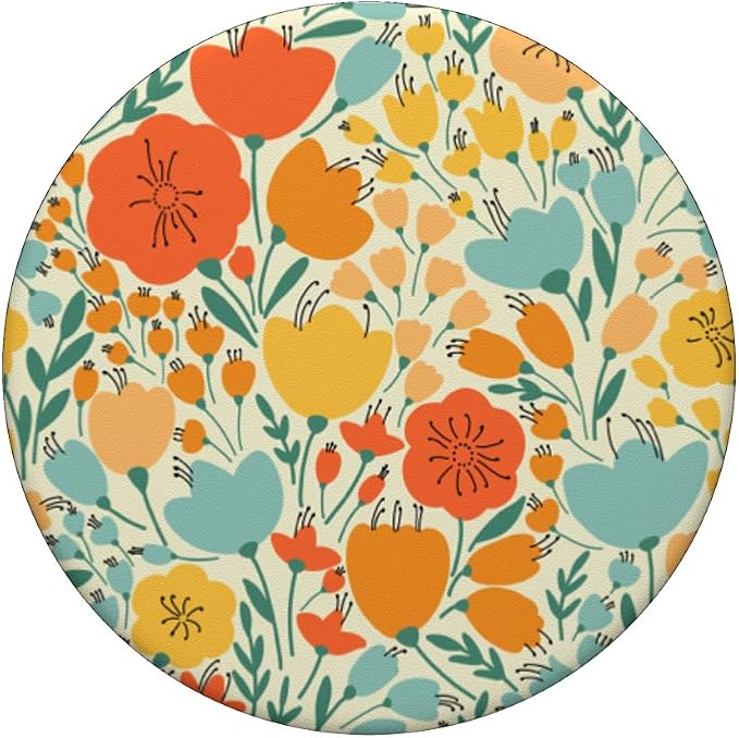 Yellow Orange Floral Flowers PopSockets Standard PopGrip