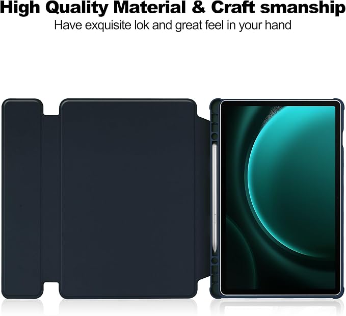 Tablet Case for Samsung Galaxy TAB A9+/A9 Plus with S Pen Holder 360° Swiveling Stand Shockproof Cover with Clear Transparent Back Shell Auto Wake/Sleep (Black Galaxy Tab A9 Plus)