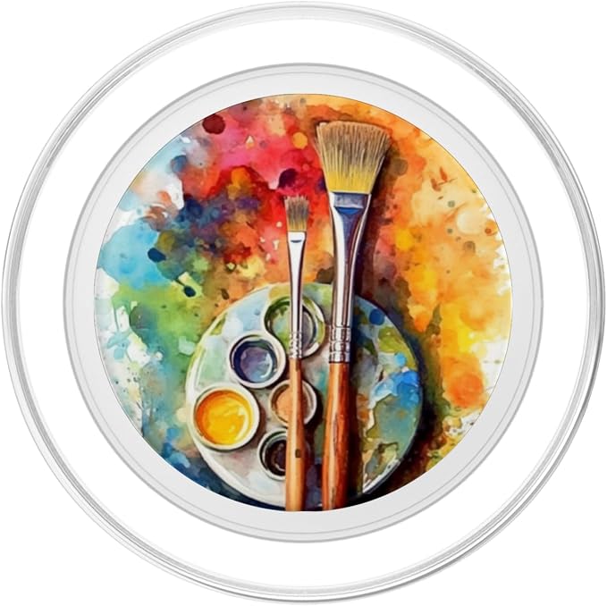 Watercolor Paints Palette And Paintbrush Painter Artists PopSockets Adhesive PopGrip