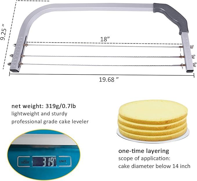 CALOPET Professional Cake Leveler Slicer Cutter 4-Layer Stainless Cutter