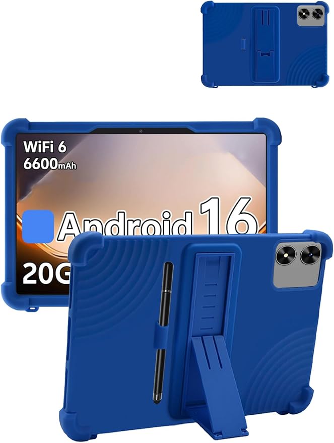 for SHARECLOUD P10_T (10.1 inch) Android 16 Tablet Protective case Shockproof Lightweight Silicone Protective case with Stand Child-Friendly Protection capacitive Stylus Included Black