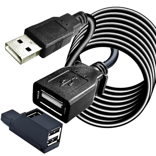 YOTETION 25FT USB 2.0 Extension Cable with Hub USB A Male to Female Compatible with USB Flash Drive/Hard Drive Mouse Keyboard Printer Scanner Webcam USB Hub