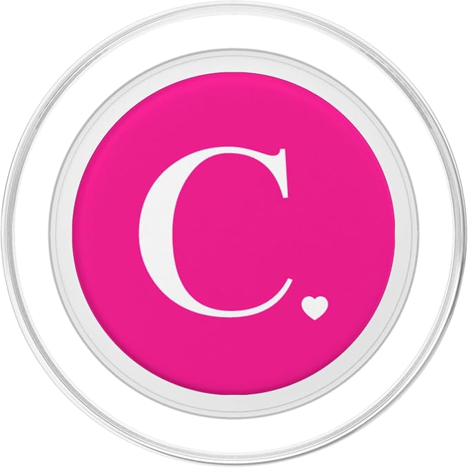 Hot Pink White Monogram Letter C Initial Heart Design PopSockets Adhesive PopGrip