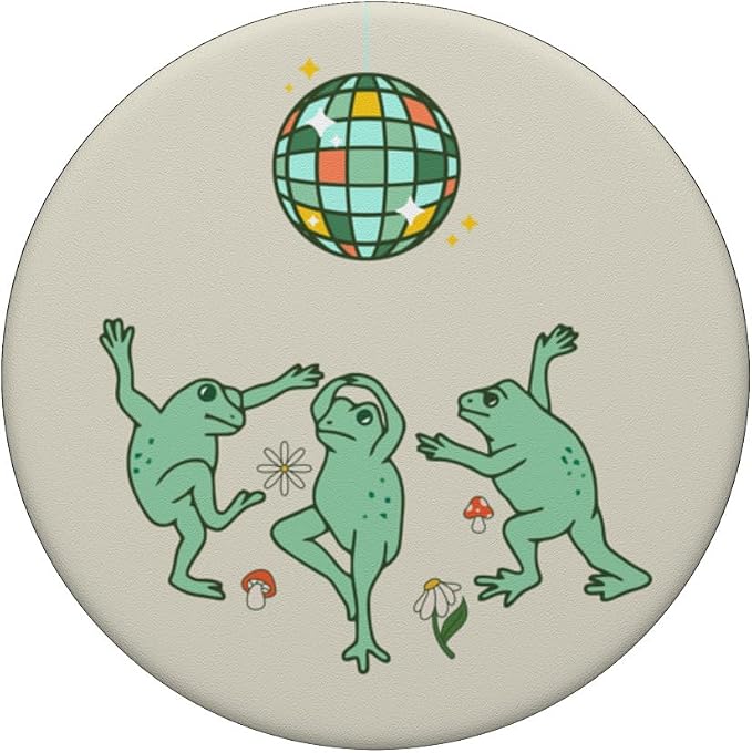 Funny Frog Disco Dance 70s 80s Groovy Hippie Funky Party PopSockets Adhesive PopGrip