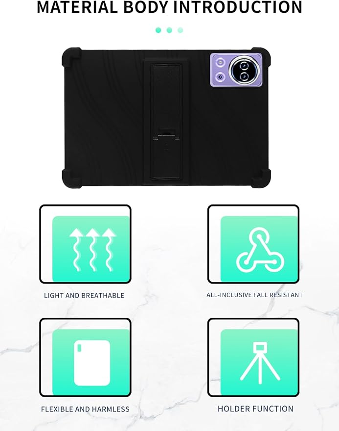 Case for SKYEGG K15 Tablet 11 inch Android 14 Tablets，WUNIAK Shock Proof Lightweight Stand Rubber Shell Protective CoverKids Friendly Soft Silicone Adjustable Stand CoverBlack