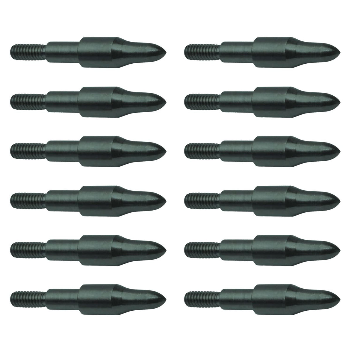 NEW Archery Products 3D Point Durable Steel Screw-in Archery Practice Field Tips - 12 Pack - 125 Grain, 9/32"