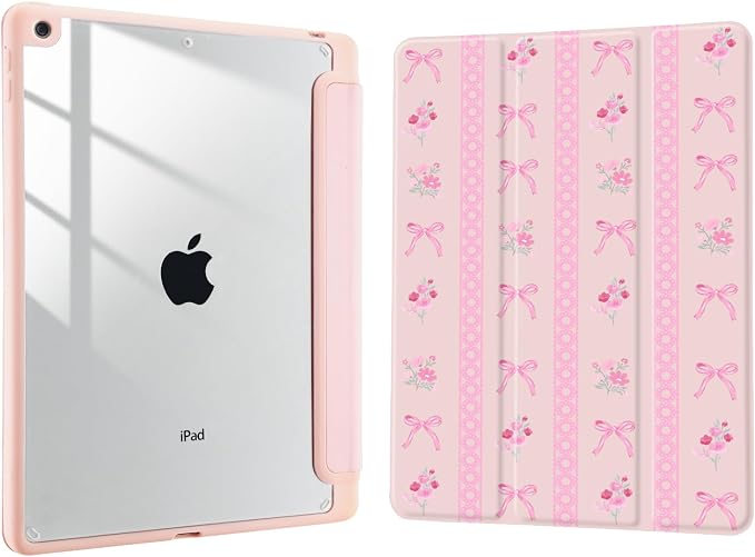 Joyland Brown Leopard Floral for iPad 6th/5th Generation 9.7 Inch 2018/2017Air 2/Air 1 CaseBuilt-in Pencil Holder with Shockproof Cover Transparent Back Shell Auto Wake/SleepBlack